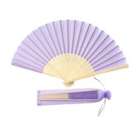 FANSOF.FANS Éventail à main pliable en tissu avec pompon, baleines en bambou de qualité A pour femmes et filles, fête d'été, événement, anniversaire, mariage, cadeau souvenir (violet lavande)