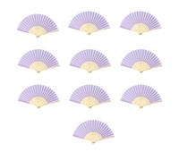 FANSOF.FANS Lot de 10 éventails à main en tissu avec pompons en bambou de qualité A pour fête, mariage (violet lavande)