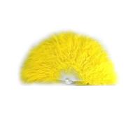 FANSOF.FANS Ventilateur à Main en Plumes de Marabou 45cm, déguisement Robe de soirée de Noces Cadeau en Plein air Vintage Danse Photoshoot (Jaune)