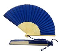 FANSOF. FANS Ventilateur de tissu de soie avec un Côtes de bambou de catégorie A de tassel Wedding Party Favour Ventilateur portatif (Royal Navy Blue)