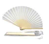 FANSOF. FANS Ventilateur de tissu de soie avec un Côtes de bambou de catégorie A de tassel Wedding Party Favour Ventilateur portatif (Blanc)
