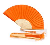 FANSOF. FANS Ventilateur de tissu de soie avec un Côtes de bambou de catégorie A de tassel Wedding Party Favour Ventilateur portatif (Orange)