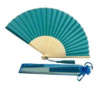 FANSOF. FANS Ventilateur de tissu de soie avec un Côtes de bambou de catégorie A de tassel Wedding Party Favour Ventilateur portatif (Bleu ciel profond)