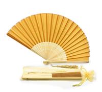 FANSOF. FANS Ventilateur de tissu de soie avec un Côtes de bambou de catégorie A de tassel Wedding Party Favour Ventilateur portatif (Jaune or noir)