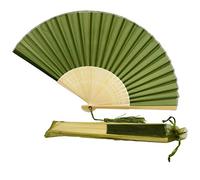 FANSOF. FANS Ventilateur de tissu de soie avec un Côtes de bambou de catégorie A de tassel Wedding Party Favour Ventilateur portatif (Moss/Olive Green)