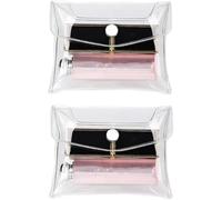 Fansoftiks Lot de 2 mini trousses de maquillage transparentes en plastique PVC avec fermeture à pression pour les vacances, les voyages, la salle de bain et le sac de rangement transparent, claire,