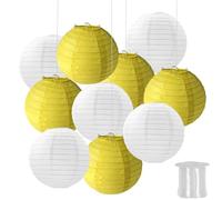 FANSU 10 Pcs Lanterne Papier, Lanterne en Papier à Suspendues, Rond Lampion Papier pour Mariages, Anniversaires, Jardin,Fêtes et Événements Lampion (Jaune,25cm)