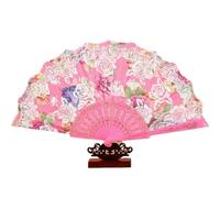 FANSU 2/4/6/8 Pièces Éventail Espagnol Pivoine Fleur Éventail Japonais Homme Femme éventail Tissu en Plastique pour Mariage Danse Fêtes Été Anniversaire Evènement Extérieur (Rose,2 pièces)