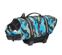 FANSU 2025 Gilet de Sauvetage pour Chien avec Poignée, Gilet de Sauvetage Réglable pour Chiens de Petite, Moyenne et Grande ta pour la Sécurité de l'eau la Plage, la Piscine (XS,Camouflage Bleu)