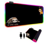 FANSU 3D Paresseux Tapis de Souris Gaming, XXL RGB LED 14 Effets Éclairage Antidérapante Grand sous Main Bureau pour Clavier et Souris, USB- Mouse Pad pour PC Gamer (Mignon,600x300x4mm)