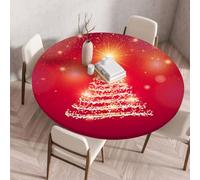 FANSU 3D Xmas Nappe Ronde Exterieur avec Bord Élastique, Nappes Anti Taches Lavable, Nappes Extensible pour Salle à Manger, Pique-Nique, Restaurant,Jardin (Sapin de Noël,70cm)