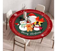 FANSU 3D Xmas Nappe Ronde Exterieur avec Bord Élastique, Nappes Anti Taches Lavable, Nappes Extensible pour Salle à Manger, Pique-Nique, Restaurant,Jardin (Pingouin,70cm)
