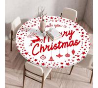 FANSU 3D Xmas Nappe Ronde Exterieur avec Bord Élastique, Nappes Anti Taches Lavable, Nappes Extensible pour Salle à Manger, Pique-Nique, Restaurant,Jardin (Boule de Noël,70cm)
