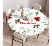 FANSU 3D Xmas Nappe Ronde Exterieur avec Bord Élastique, Nappes Anti Taches Lavable, Nappes Extensible pour Salle à Manger, Pique-Nique, Restaurant,Jardin (Blanc,70cm)