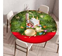 FANSU 3D Xmas Nappe Ronde Exterieur avec Bord Élastique, Nappes Anti Taches Lavable, Nappes Extensible pour Salle à Manger, Pique-Nique, Restaurant,Jardin (Noël,70cm)