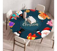 FANSU 3D Xmas Nappe Ronde Exterieur avec Bord Élastique, Nappes Anti Taches Lavable, Nappes Extensible pour Salle à Manger, Pique-Nique, Restaurant,Jardin (Fête de Noël,70cm)