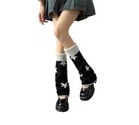 FANSU 52cm Guêtres Femme Chaude, Jambiere Femme Hiver, Jambières à Tricoter d'Hiver Tricot Jambe Chaussette pour Fille, Yoga, Ballet, Danse (schwarze Sterne,1 paire)