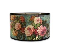 FANSU Abat-Jour En Abat, Jour Tambour Vintage Abat, Abat-jour de Lampe de Table Lampadaire de Table Plafond Lustre Abat-Jour Moderne Décoration Lumières Rotin (Motif de fleur 3,30 * 20cm)