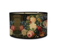 FANSU Abat-Jour En Abat, Jour Tambour Vintage Abat, Abat-jour de Lampe de Table Lampadaire de Table Plafond Lustre Abat-Jour Moderne Décoration Lumières Rotin (Motif de fleur 1,30 * 20cm)