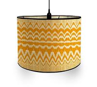 FANSU Abat-Jour en Bambou Classique Moderne Tambour Abat-jour, Remplacement Abat, Jour Fait à la Main, pour Lampe de Table, Suspension, Lampe de Chevet, Lampadaire (Orange jaune,30x20cm)