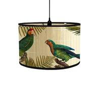 FANSU Abat-Jour en Bambou Classique Moderne Tambour Abat-jour, Remplacement Abat, Jour Fait à la Main, pour Lampe de Table, Suspension, Lampe de Chevet, Lampadaire (perroquet bleu)