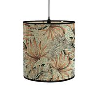 FANSU Abat-Jour en Bambou Classique Tambour Abat-jour, imprimé feuille de palmier Remplacement Abat, Jour Fait à la Main,pour Lampe de Table/Chevet,Suspension,Lampadaire (imprimé léopard,30x30x30cm)