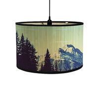 FANSU Abat-Jour en Tissu Classique Tambour Abat-jour, Brun Vintage Remplacement Abat, Jour Fait à la Main, pour Lampe de Table, Suspension, Lampe de Chevet, Lampadaire (30x30x20cm,Montagne)