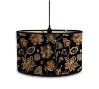 FANSU Abat-Jour en Tissu Classique Tambour Abat-jour, Fleurs Graffiti Remplacement Abat, Jour Fait à la Main, pour Lampe de Table Suspension Lampe de Chevet Lampadaire (30x30x20cm,Exotique)