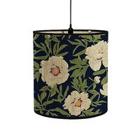 FANSU Abat-Jour en Tissu Classique Tambour Abat-jour, Fleurs Imprimé Remplacement Abat, Jour Fait à la Main, pour Lampe de Table Suspension Lampe de Chevet Lampadaire (Fleurs blanches,30x30x30cm)