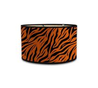 FANSU Abat-Jour en Tissu Classique Tambour Abat-jour, Imprimé Léopard Remplacement Abat, Jour Fait à la Main pour Lampe de Table Suspension Lampe de Chevet Lampadaire Cylindre (Orange,30x30x20cm)