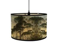 FANSU Abat-Jour en Tissu Moderne Classique Tambour Abat-jour, Remplacement Abat, Jour Fait à la Main, pour Lampe de Table, Suspension, Lampe de Chevet, Lampadaire (30 * 20cm,Forêt)