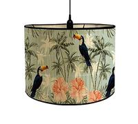 FANSU Abat-Jour en Tissu Moderne Classique Tambour Abat-jour, Remplacement Abat, Jour Fait à la Main, pour Lampe de Table, Suspension, Lampe de Chevet, Lampadaire (30 * 20cm,Palmier)