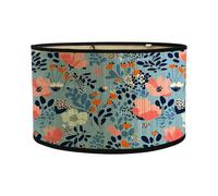 FANSU Abat Jour Plafond en Bambou, Imprimé de Fleurs et de Feuilles Tambour Abat-Jour, Remplacement Abat pour Lampe de Table Suspension Lampe de Chevet Lampadaire (fleur rose)