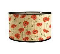 FANSU Abat Jour Plafond en Bambou, Imprimé de Fleurs et de Feuilles Tambour Abat-Jour, Remplacement Abat pour Lampe de Table Suspension Lampe de Chevet Lampadaire (fleur rouge)