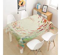 FANSU Abstrait Style Rectangulaire Nappe de Table, Polyester Anti Tache Imperméable Résistant Lavable pour Salle à Manger/Jardin/Extérieur Intérieur (140x240cm,École de Poisson)
