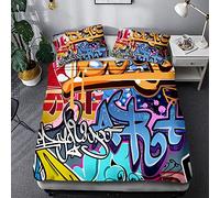 FANSU Art de Graffiti Parure de Lit pour 1/2 Personnes, Microfibre Ensemble de Literie 3D Arts Visuels avec Housses de Couettes Taies d'oreillers (140x200cm,Doodle de Musique)
