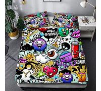 FANSU Art de Graffiti Parure de Lit pour 1/2 Personnes, Microfibre Ensemble de Literie 3D Arts Visuels avec Housses de Couettes Taies d'oreillers (180x220cm,Peinture Graffiti)