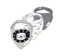 FANSU Bébé Bavoirs Bandana, 3PCS Bavoir de Mode Naissance Protéger Les Vêtement des Bébés Triangle Bavette Garçon Super Absorbant 0 à 36 Mois (Lion)