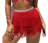 FANSU Ceinture Danse Orientale Femme Ceinture Danse du Ventre Costume de Danse Paillettes Jupes de Franges Hanche Écharpe Franges Jupe Costume Rave pour Femmes et Filles