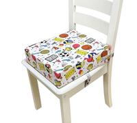 FANSU Chaise Enfant Coussin, Football Réhausseur Coussin de Siège en Toile de Coton Lavable avec 2 Sangles, Boucle de Sécurité, Motif de Dessin Animé Pour Enfant (Blanc)