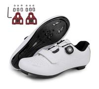FANSU Chaussure Velo Route Homme, Blanc Chaussures Cyclisme Hommes, Unisexe Chaussures Cyclisme compatibles avec Look SPD SPD-SL Delta Cleats