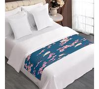 FANSU Chemin de Lit,Imprimé Fleurs de Cerisier 3D Coureur de Lit Chic Bed Runner Microfibre Résistant Décoratif Jeté de Lit Décoration de Lit pour Chambre Hotêl (210x50cm,Oiseau Bleu)