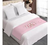 FANSU Chemin de Lit,Imprimé Fleurs de Cerisier 3D Coureur de Lit Chic Bed Runner Microfibre Résistant Décoratif Jeté de Lit Décoration de Lit pour Chambre Hotêl (240x50cm,Fleurs de Cerisier Roses)