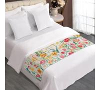 FANSU Chemin de Lit, Motif Fleurs de Tulipes 3D Coureur de Lit Bed Runner Microfibre Résistant Jeté de Lit Chic Décoration de Lit pour Chambre Hotêl Maison (Plantes à Fleurs,210x50cm)