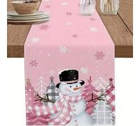 FANSU Chemin de Table Moderne, Decoration Table Lin Lavable, Chemin de Table Automne, Joyeux Noël Deco Table Noel, Chemin de Table Noel pour Intérieur Extérieur (33x183cm,Rose)