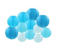 FANSU Colorées Lanterne Papier, 12 PCS Lanterne en Papier à Suspendues Coloré, Rond Lampion Papier pour Mariages, Anniversaires, Jardin,Fêtes et Événements Lampion (Bleu)