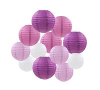 FANSU Colorées Lanterne Papier, 12 PCS Lanterne en Papier à Suspendues Coloré, Rond Lampion Papier pour Mariages, Anniversaires, Jardin,Fêtes et Événements Lampion (Violet)
