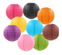 FANSU Colorées Lanterne Papier, 9 Pcs Lanterne en Papier à Suspendues, Rond Lampion Papier pour Anniversaires, Mariages, Jardin, Fêtes et Événements Lampion (20cm,Coloré)