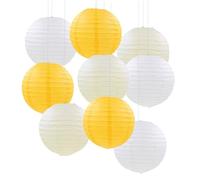 FANSU Colorées Lanterne Papier, 9 Pcs Lanterne en Papier à Suspendues, Rond Lampion Papier pour Anniversaires, Mariages, Jardin, Fêtes et Événements Lampion (30cm,Jaune)