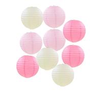 FANSU Colorées Lanterne Papier, 9 Pcs Lanterne en Papier à Suspendues, Rond Lampion Papier pour Mariages, Anniversaires, Jardin,Fêtes et Événements Lampion (40cm,Rose)